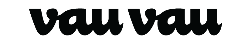 Black 'vau vau' logo on a white background
